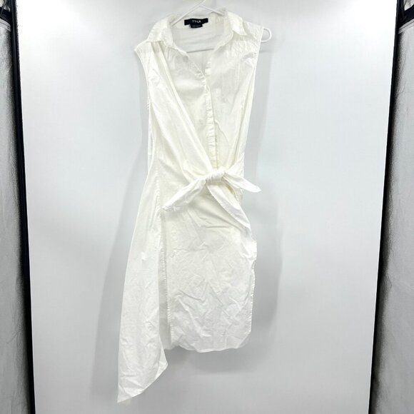 TY-LR The Rapid Asymmetric Sleeveless Shirt Dress in White Women's Small - Picture 3 of 7